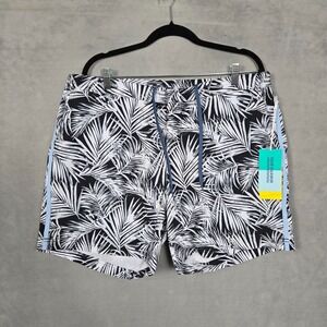 Fair Harbor The Sextant Trunk Mens 38 Lined black white palm‎ leaves stretch NEW